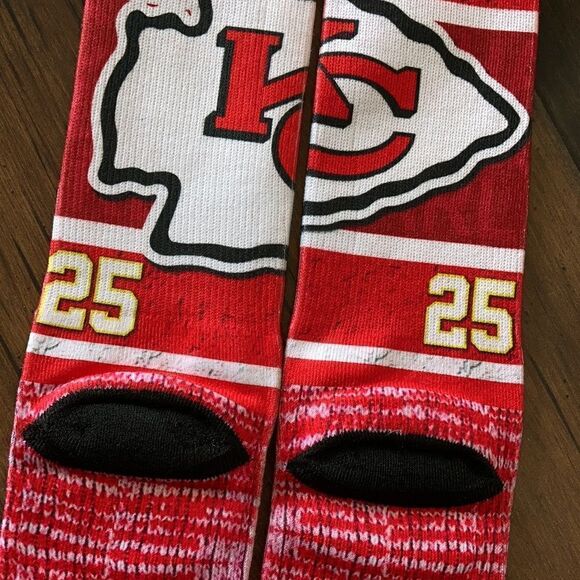 NWT NFL Kansas City Chiefs 🏈 Men’s Socks #25 Clyde Edwards-Helaire Running Back - Picture 7 of 9